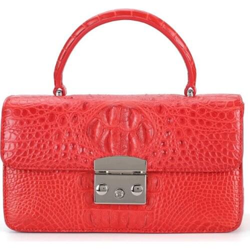 Real Crocodile Leather Women Handbag Rectangle Cover Solid Totes High Quality