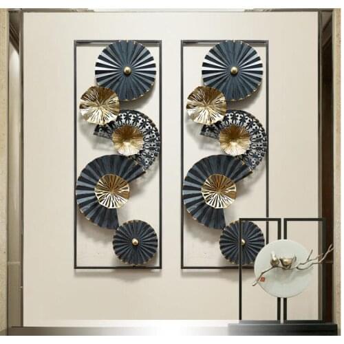 New Chinese Luxury Blue Wrought Iron Wall Hangings Home Livingroom Wall Sticker Decoration Hotel Porch Office Wall Mural Crafts