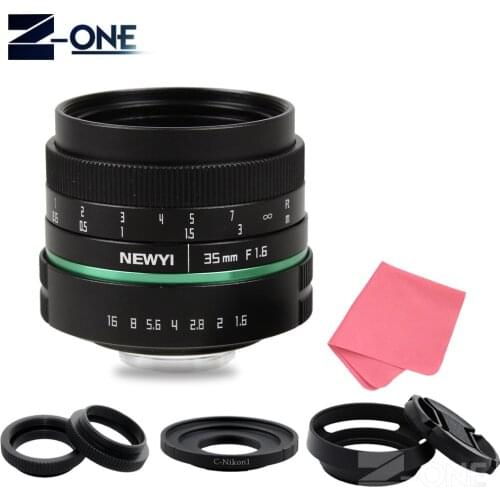 NEWYI Camera lens 35mm f1.6 APS-C CCTV TV Movie Lens+C Mount for Nikon 1 AW1 S2 J4 V3 J3 V1 J1 J2 J5 mirrorless Camera