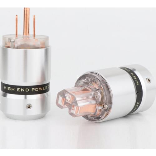 Preffair P081 Hi-End Red Pure Copper Plated EU/US AC Power Plug Connector For Audio DIY Power Cable Power Mains Connector HIFI