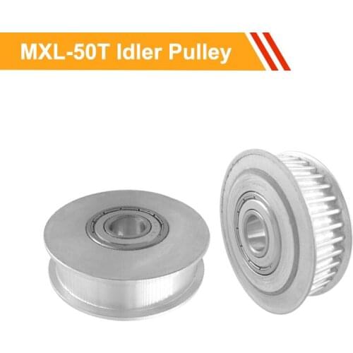 MXL 50T Idler Bearing Motor Pulley with/without Teeth 7mm/11mm Belt Width Idler Pulley 5/6/8/10/12/15mm Bore Tooth Belt Pulley