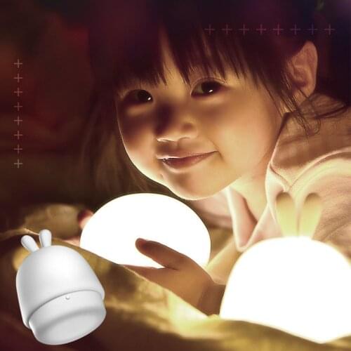 Silicone LED Night Lamp Kawaii Childrens Night Light Brightness Adjustable Rabbit Night Light Ambient Light Room For Kids Gift