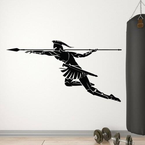 Vinyl Wall Decal Spartan Warrior With Spear Fighter Man Decor Stickers Home Decor Living Room Diy Mural Art Decals M280