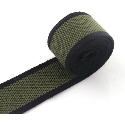 Green Stripe Webbing 38mm Cotton Webbing Belt Strap Handbag Strap Canvas Webbing Leash webbing Dog Collar
