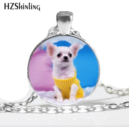 NS--721 New Fashion Friendship Cute Chihuahua Art Picture Pendant necklace Glass Cabochon Dog Necklace HZ1