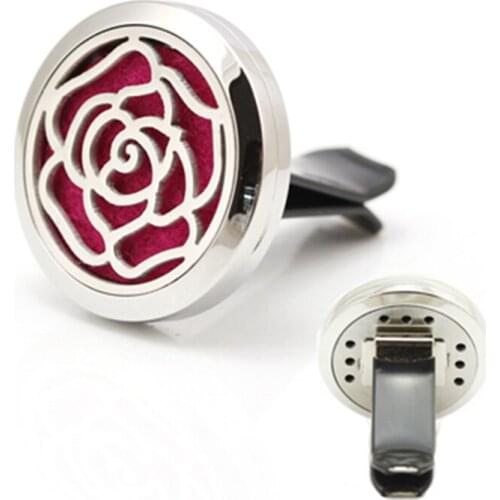 1pc 30mm Silver Magnetic 316L Stainless Steel Your Rose Car Perfume Aroma Essential Oil Locket With Free Pads