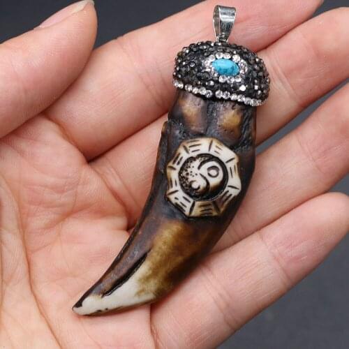 1pcs Horn Shape Bone Meal Pendants Charms for Jewelry Making DIY Bracelet Earrings Necklace Accessories Size 26x67mm