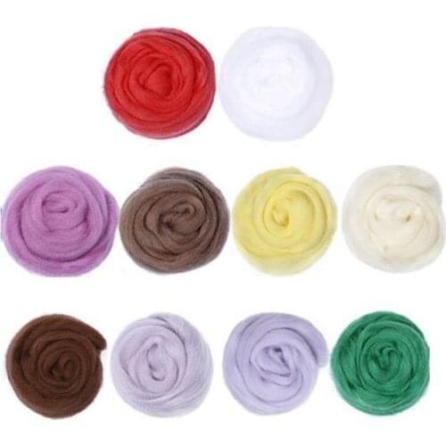 10 Colors 100g Wool Fibre Flower Animal Toy Wool Felting Handmade Spinning DIY Craft Materials Tool Felt Christmas