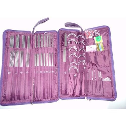 22 Sizes Long Short Straight Stainless Steel Knitting Needles 5 Crochet Hooks 11 Circular Needle Hooks DIY Knitting Tools