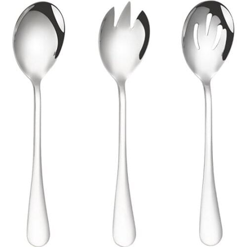 3Pcs Salad Serving Spoon Fork Set Mix Spoons Hot Pot Porridge tool Public Restaurant Serving Kitchenware Using Buffet Utensil