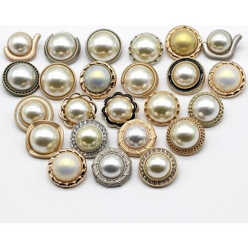 5Pcs/lot 25mm/lot High-grade pearl metal round button clothing coat button windbreaker decorative button C098