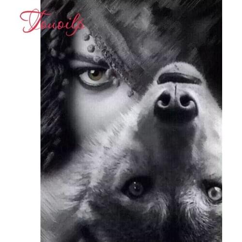 5D Square&round Woman & wolf 5d diy Diamond Embroidery Handmade Mosaic 5d Diy full 5d Diamond Painting Cross Stitch Pattern
