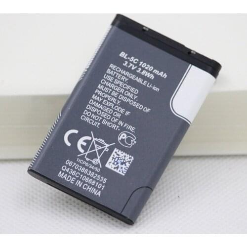 60pcs/lot 1020mah BL 5C Phone Battery For Nokia BL-5C 1100 1110 1200 1208 1280 1600 2600 2700 3100 3110 5130 6230 6230i Battery
