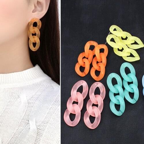 Acrylic Chain Earrings Fashion Ladies Fluorescent Color Earrings Hip Hop Punk Style Personalized Earrings Jewelry