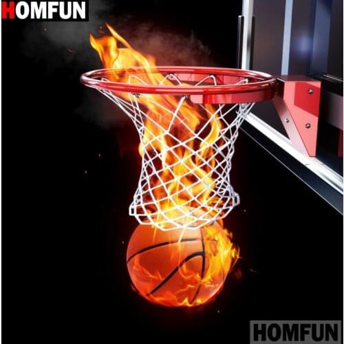 HOMFUN Full Square/Round Drill 5D DIY Diamond Painting "Basketball fire" 3D Embroidery Cross Stitch 5D Home Decor A13982