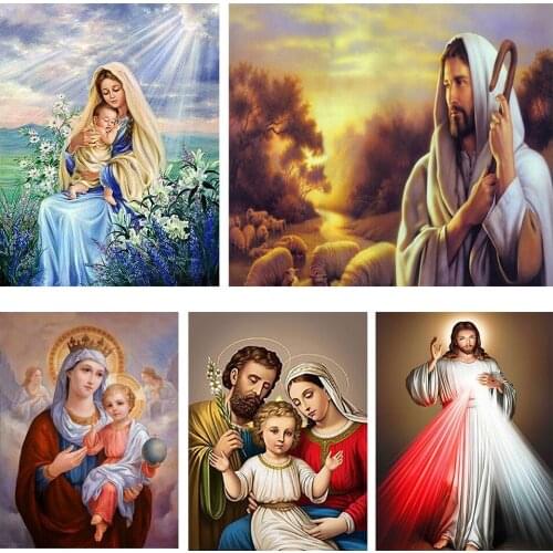 Adult Jesus DIY Diamond Painting Shining Jesus Diamond Embroidery Cross Stitch Rhinestone Mosaic Painting