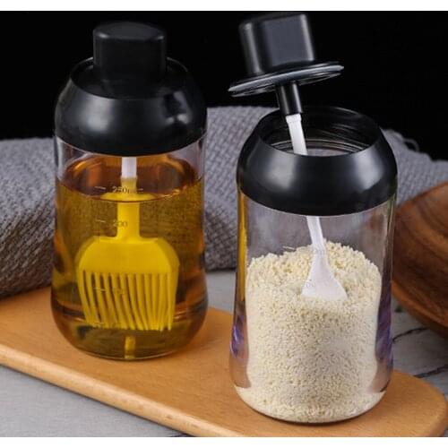 Spice Jars With Spoon Storage Canister Clear Spice Box Spoon and Lid Integrated Spice Jar Combination Seasoning Jar Kitchen Tool