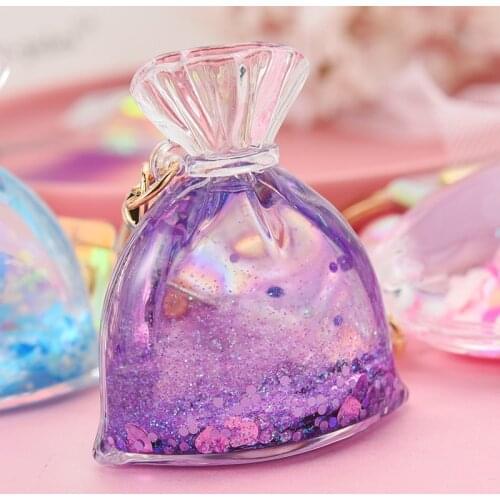 Creative Wallet Quicksand Keychain Korean Simple Bag Car Pendant Keyring Cute Liquid Quicksand Colorful Leather Cord Key Chains