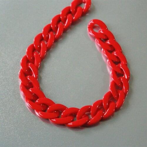 80pcs Solid Red Acrylic Curb Chain Links,Plastic Curb Chain Links, Open Link per Size 23mmx16mm