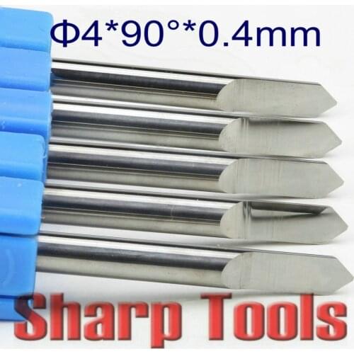 90 Degree 4x 0.4mm Flat Bottom Engrave Tool End Milling Cutter Tungsten Carbide Router Bits V PCB CNC Cutter for Milling Metal