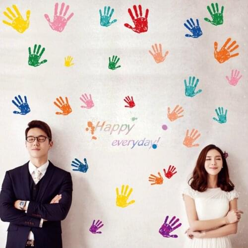 Colorful handprint wall stickers bedroom living room removable decoration pegatinas de pared adesivi home accessories naklejki