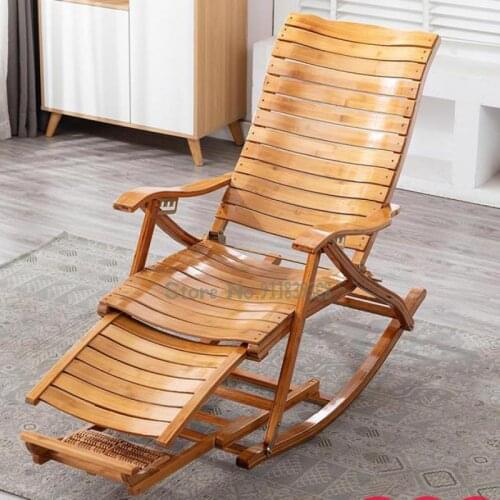 Bamboo lounge chair balcony home leisure balcony lunch break elderly rocking chair adult portable nap simple folding chair