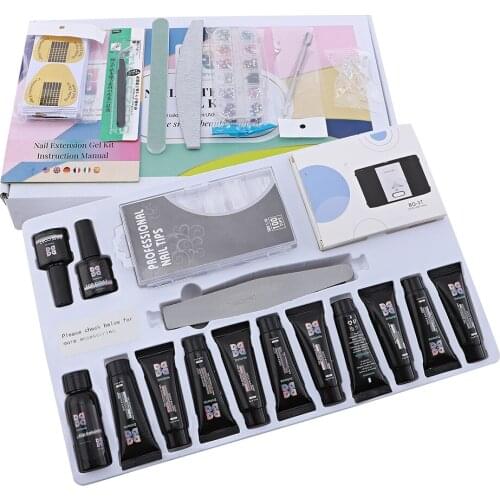 Manicure Set Beauty Makeup Box With 24W Led UV Nail Lamp 10 Color Extension Gel Nail Extension Gel Kit Present Gift Box Design