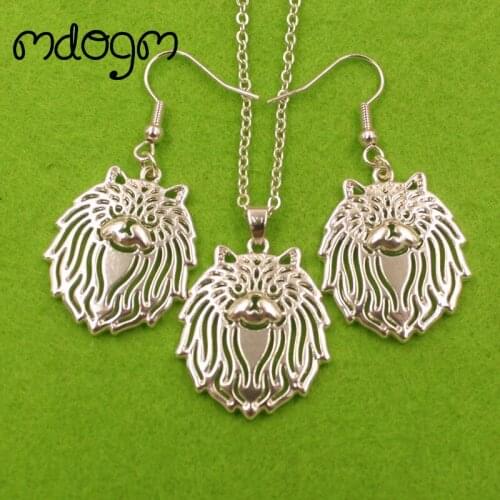 Mdogm Cute Persian Cat Animal Jewelry Sets Necklace Drop Earrings Pendant For Women Female Christmas Gift Wedding TT007