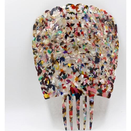 Moda popular pentes de cabelo largo tartaruga flor esculpida acrílico concha pentes para senhoras