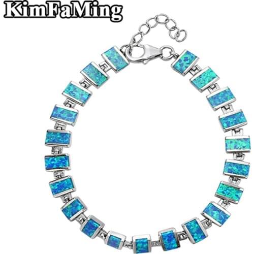 Real Sterling Silver Male Bracelets Jewelry Inlay with Rectangle Cut Opal Stone Party Aniversary OPB003