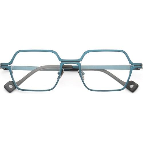 Men Square Premium Pure Titanium Glasses Frame Women Metal Hexagon Business Fashion Full-Rim Lightweight Rx Eyeglasses JDA3244