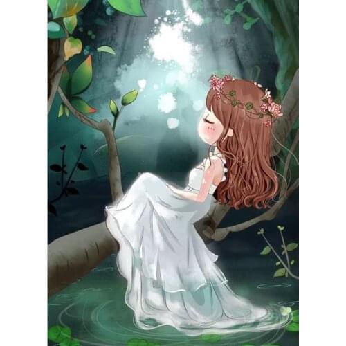 Poured Glue 5D DIY Diamond Painting Cartoon Princes Girl Portrait Full Round Dirll Embroidery Mosaic Kit HD Quality Handmade