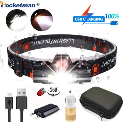 10000LM Headlamp Portable Powerful LED USB Rechargeable XPE+COB Headlight Built-in Battery Waterproof Head Torch Head Lamp