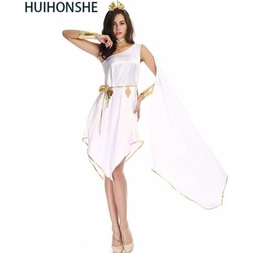 New arrive Adult Women Girls Halloween Angles costumes Greek Goddess Cosplay Clothes Set White Loose Dress for Party Carnival