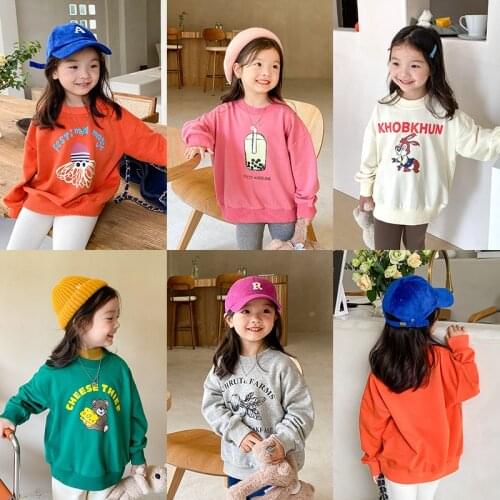 1-7T Fashion cotton 5 colors all-match warm pulloversAutumn Winter KidsBoys girls cute cartoon casual long-sleeve sweatshirts