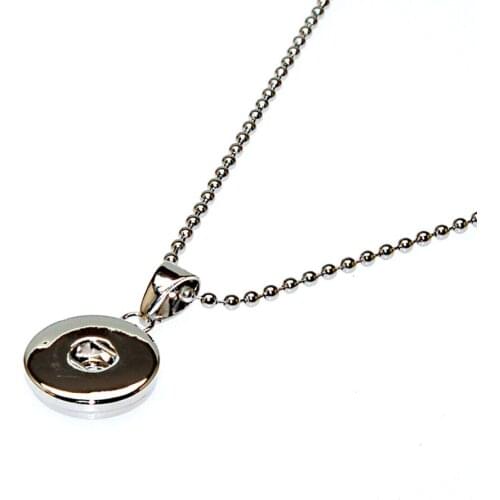 Miasol DIY Round Pendant Necklace With Stainless Steel Ball Chain Interchangeable Necklace Fit 18mm Snap Button Charm