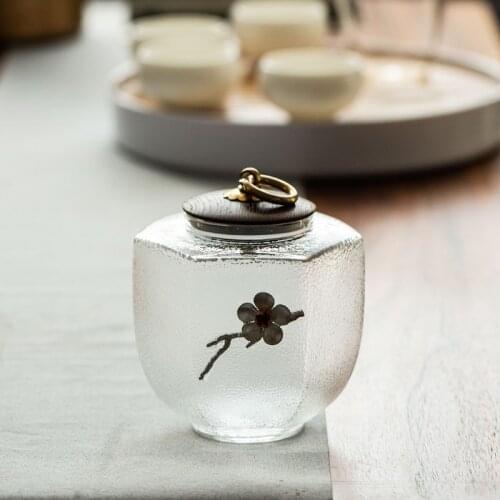 Portable Transparent Glass Storage Jar Household Tea Can Storage Box with Lid Ornaments Living Room Decoration Accessories