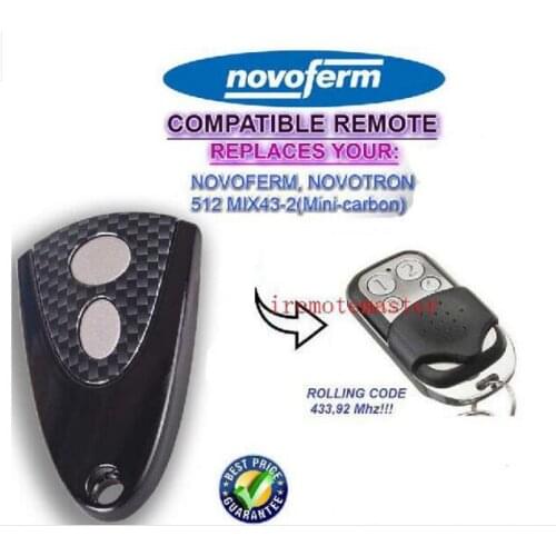 Aftermarket NOVOFERM 512MIX43-2(Mini-carbon) compatible remote 433,92mhz beautiful