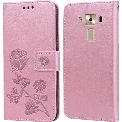Luxury Leather Flip Book Case for Asus Zenfone 3 Deluxe ZS570KL Z016D Rose Flower Wallet Stand Case Phone Cover Bag