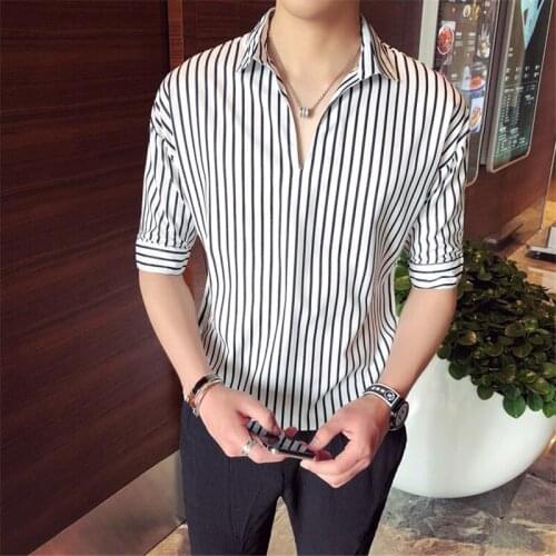 Nice Men Striped Half Sleeve Shirt Mens Dress Shirts Summer Camisa Masculina Brand Man Top Casual Male Formal Shirt Tops