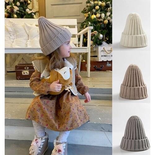 Autumn Winter Crochet Baby Hat Solid Color Girls Boys Cap Warm Knitted Kids Beanie Infant Children Hats