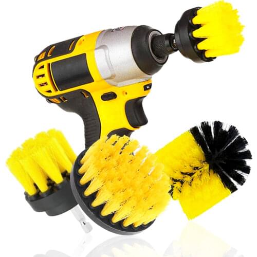 3Pcs/Set Electric Scrubber Brush Drill Brush Kit Plastic Round Cleaning Brush For Carpet Glass Car Tires Nylon Brushes 2/3.5/4
