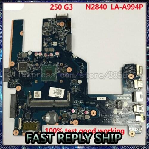 SHELI for HP 250 G3 15-R 787810-001 787810-501 787810-601 ZSO50 LA-A994P Laptop notebook pc Motherboard SR1YJ N2840 CPU test ok