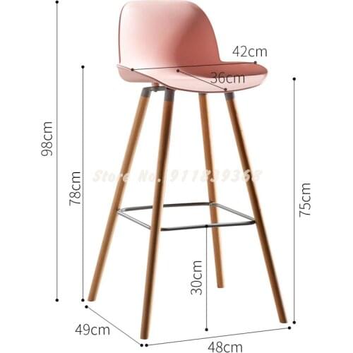Nordic High Stool Household Creative Bar Chair Modern Simple Bar Chair Milk Tea Shop Solid Wood High Stool
