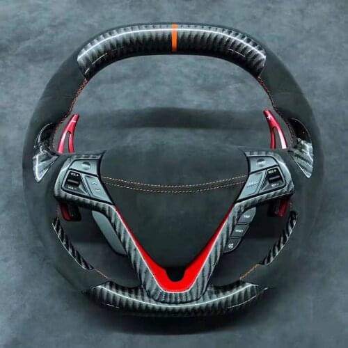 Cuatomized Gloss Carbon Fiber Sports Steering Wheel Alcantara for Hyundai Veloster IX35 2012-2015