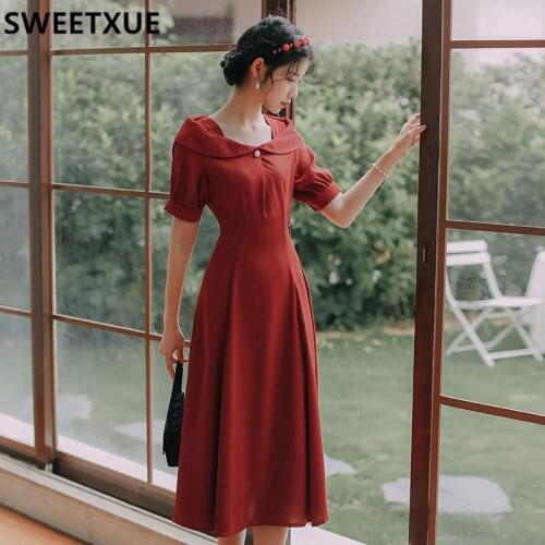 SWEETXUE 2021 Summer Women French Retro Elegant Party Sweet Cute Chic Midi Dress Lady Vestido Mujer