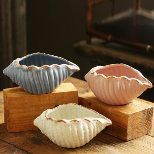 Conch Flowerpot Flower Vase European Style Cute Fleshy Flowerpot Mini Bonsai Cactus Flower Pot For Home Garden Home Decor Pots