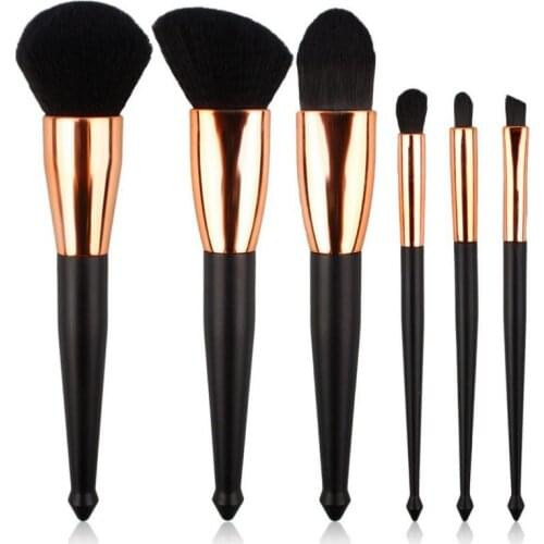 High quality soft synthetic hair new style 6pcs cosmetic brushes kits angle eyes' brush makeup brush set in black