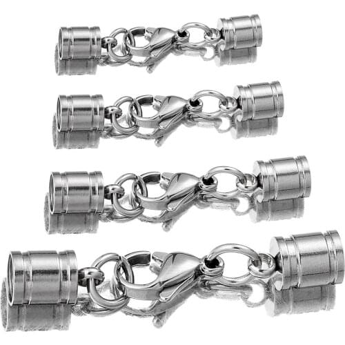 5pcs lot 2 3 4 5 6mm Lobster Clasp Stainless Steel Clasps Tone Buckle Leather Cord Lock for DIY Bracelet Jewelry Making Supplies