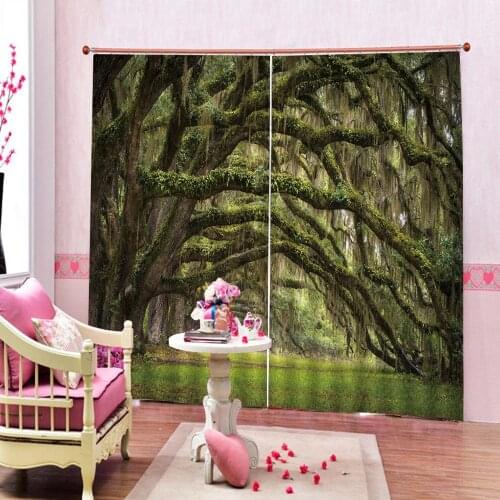Green forest curtains 3D Curtain Printing Blockout Polyester Photo Drapes Fabric For Room